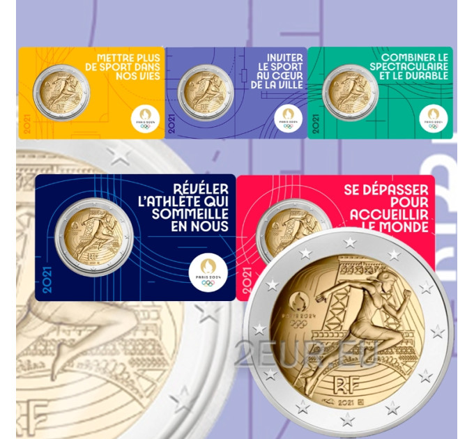 France 2 euro BU 2021 - Summer Olympics Paris 2024 - Handover of the Olympic Flag - 5 pcs