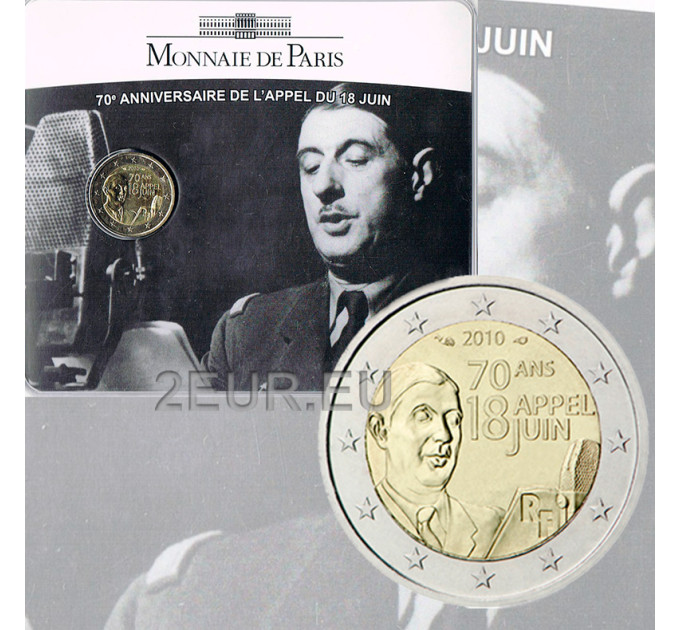 France 2 euro BU 2010 - 70th Anniversary of the Appeal of 18 June 1940 - Charles de Gaulle