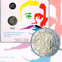 Prantsusmaa 2 eurot BU 2013 – 150. sünniaastapäev Pierre de Coubertini sünnist