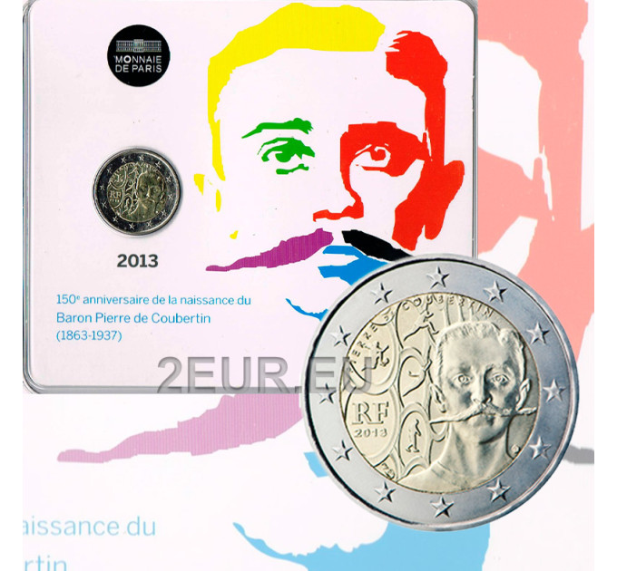 France 2 euro BU 2013 - 150th Anniversary of the Birth of Pierre de Coubertin
