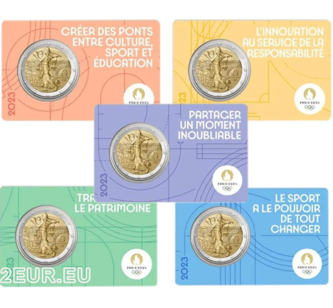 France 2 euro BU 2023 - Summer Olympics Paris 2024 - The Sower Practice Pugilism - 5 pcs