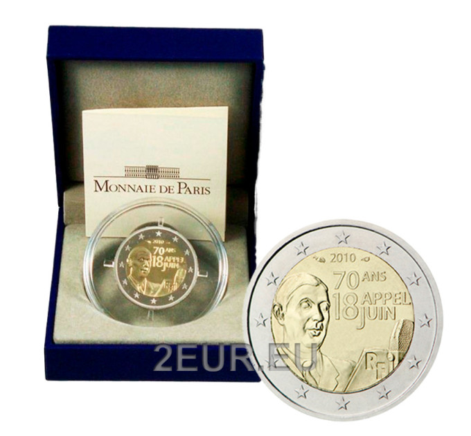 France 2 euro Proof 2010 - 70th Anniversary of the Appeal of 18 June 1940 - Charles de Gaulle