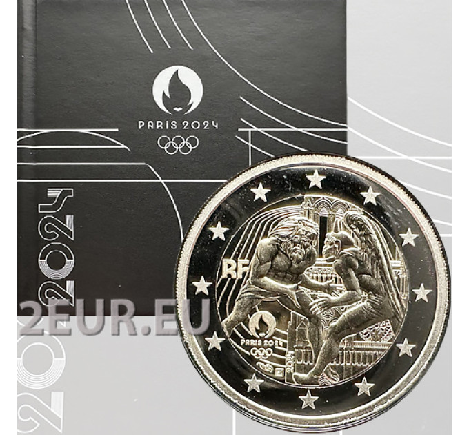 France 2 euro Proof 2024 - Paris 2024 Olympic Games - Hercules Practicing Wrestling - Notre Dame