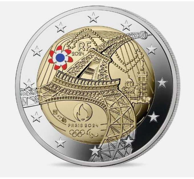 France 2 euro Proof 2024 - Olympic and Paralympic Games 2024 in Paris - Colored coin
