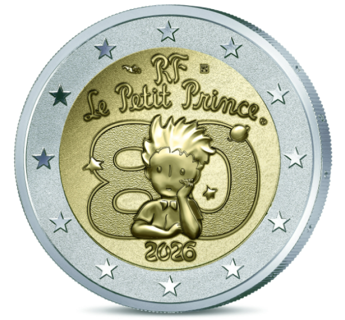 France 2 euro Proof 2026 - 80 years of The Little Prince - reverse polishing