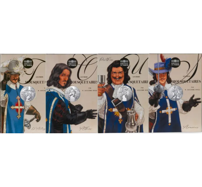 France 10 euro silver coin 2024 - The Three Musketeers - Athos, Aramis, Porthos and D'Artagnan