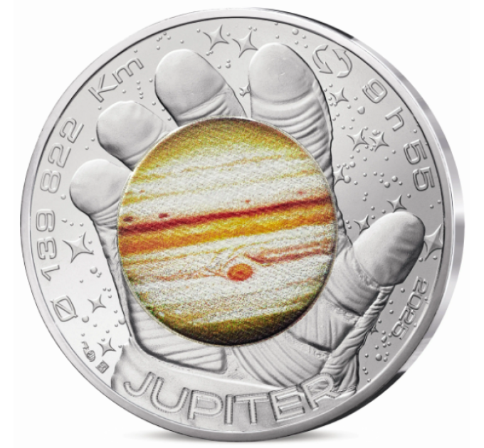 France 10 euro silver coin 2025 - A Space Odyssey with Thomas Pesquet - Saturn, Jupiter, Mars, Moon