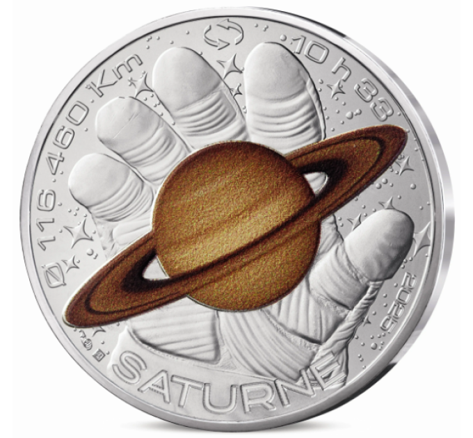 France 10 euro silver coin 2025 - A Space Odyssey with Thomas Pesquet - Saturn, Jupiter, Mars, Moon