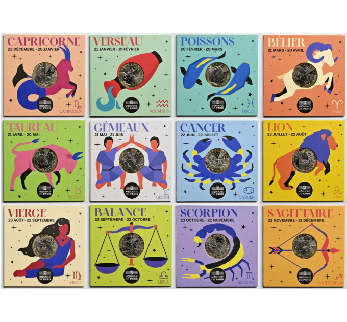 France 5 euro coin 2026 - Signs of the zodiac