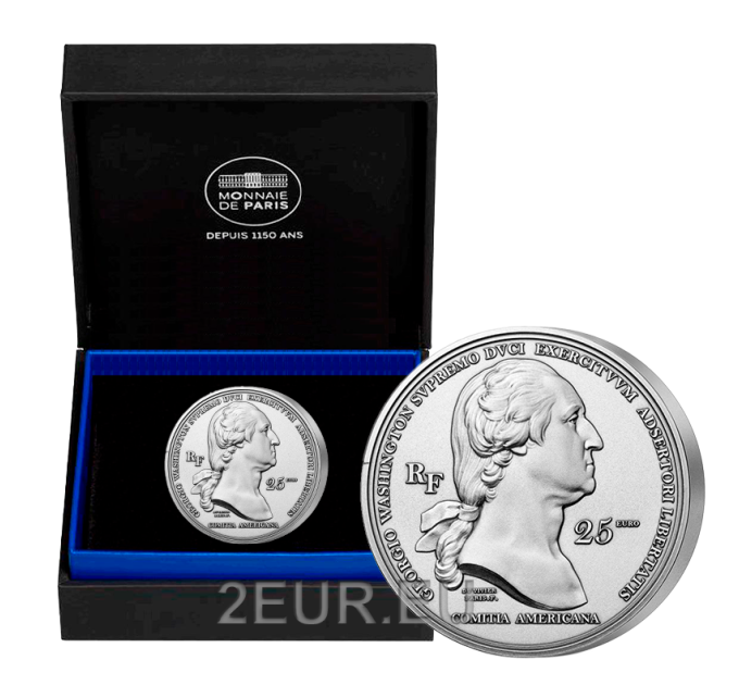 France 25 euro silver coin Proof 2021 - Arrival of Washington in Boston