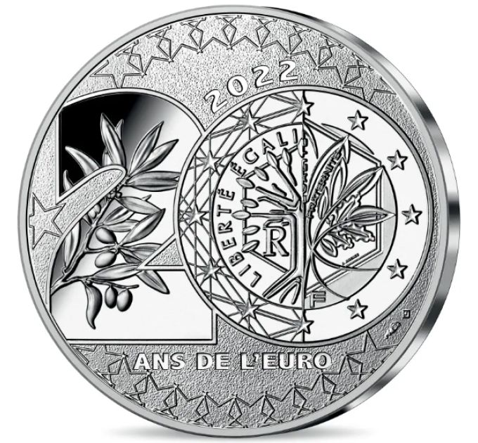 France 20 euro silver coin 2022 - 20 years of the Euro