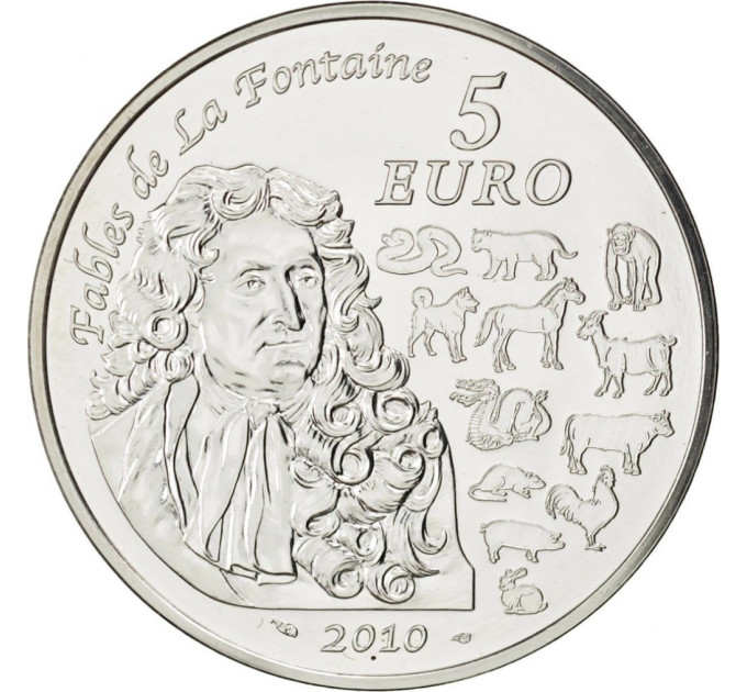 France 5 euro silver coin BU 2010 -  Fables de La Fontaine - Year of the Tiger