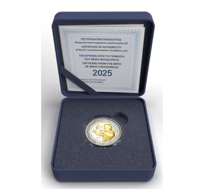 Greece 2 euro Proof 2025 - 100 YEARS FROM THE BIRTH OF MIKIS THEODORAKIS
