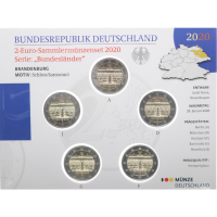  Saksamaa 2 Euromüntide komplekt BU 2020 – Brandenburg – Sanssouci palee – ADFGJ
