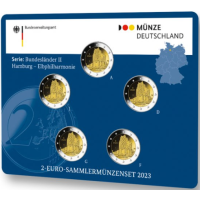  Saksamaa 2 Euromüntide komplekt BU 2023 – Hamburg – Elbphilharmonie – ADFGJ