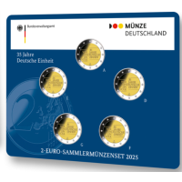  Saksamaa 2 Euromüntide komplekt BU 2025 – 35 aastat Saksamaa ühtsust – ADFGJ