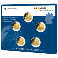  Saksamaa 2 Euromüntide komplekt BU 2026 – Bremen – ADFGJ