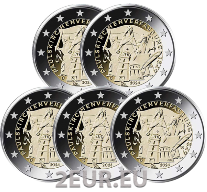 Germany 2 euro UNC 2024 - 175 years of the Paulskirche Constitution - ADFGJ