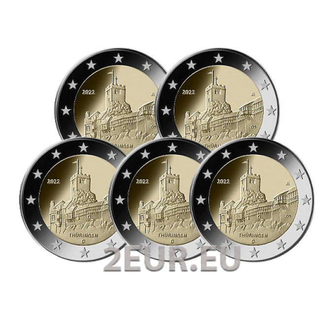 Germany 2 euro UNC 2022 - Thuringia - Wartburg Castle - ADFGJ