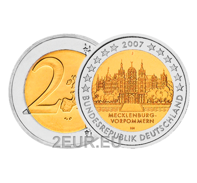 Germany 2 euro UNC 2007 - Schwerin Castle - J - Hamburg
