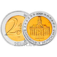 Saksamaa 2 eurot UNC 2009 – Saarimaa Ludwigskirche Saarbrucken – D – München