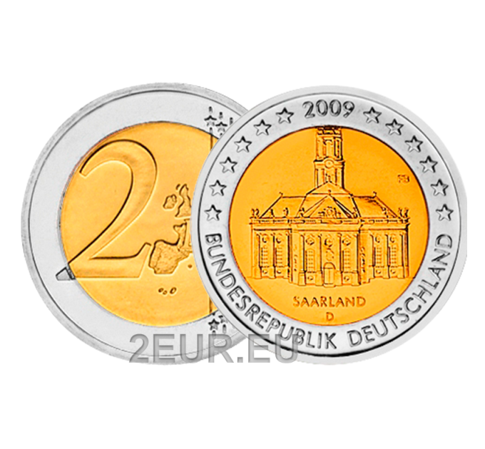 Germany 2 euro UNC 2009 - Saarland Ludwigskirche Saarbrucken - D - Munich