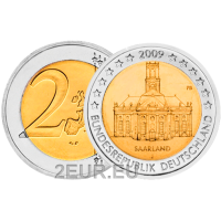 Saksamaa 2 eurot UNC 2009 – Saarimaa Ludwigskirche Saarbrucken – J – Hamburg