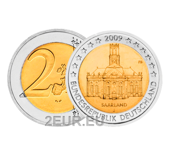 Germany 2 euro UNC 2009 - Saarland Ludwigskirche Saarbrucken - J - Hamburg