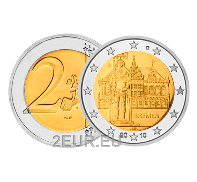 Germany 2 euro UNC 2010 - City Hall and Roland - A - Berlin