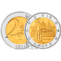Saksamaa 2 eurot UNC 2010 – raekoda ja Roland – F – Stuttgart