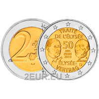 Saksamaa 2 eurot UNC 2013 – 50 aastat Elysée lepingut – A – Berliin
