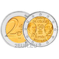 Saksamaa 2 eurot UNC 2013 – 50 aastat Elysée lepingut – F – Stuttgart