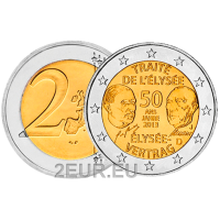Saksamaa 2 eurot UNC 2013 – 50 aastat Elysée lepingut – J – Hamburg