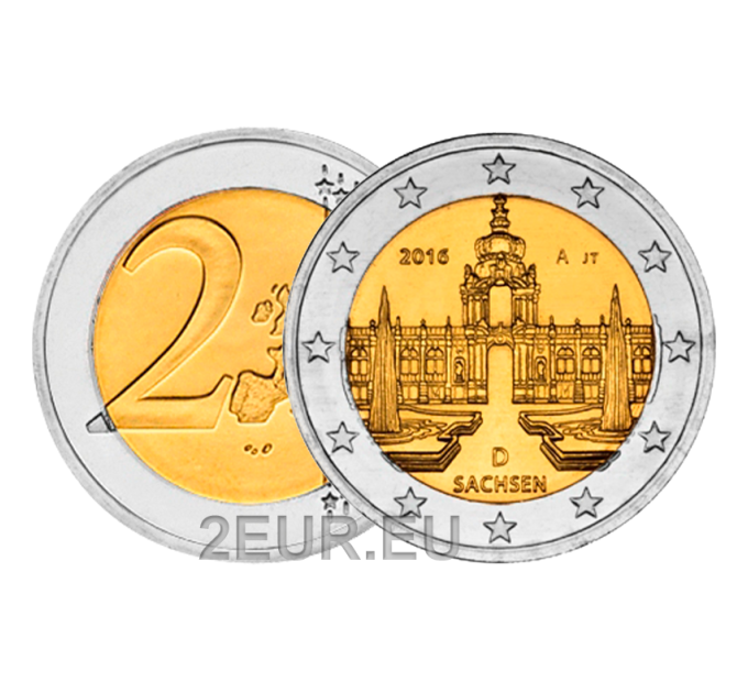 Germany 2 euro UNC 2016 - Zwinger Palace in Dresden - A - Berlin