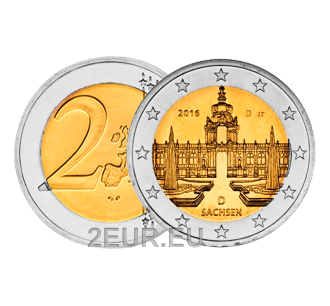 Germany 2 euro UNC 2016 - Zwinger Palace in Dresden - D - Munich