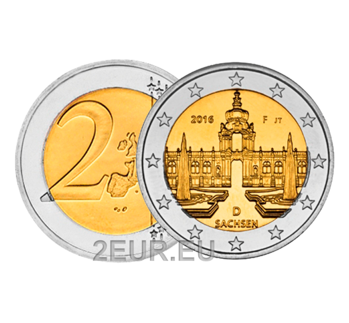 Germany 2 euro UNC 2016 - Zwinger Palace in Dresden - F - Stuttgart