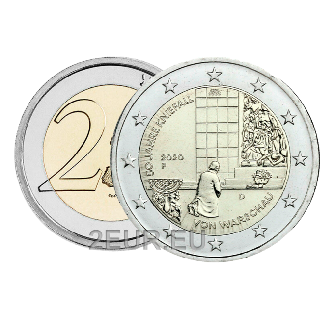 Germany 2 euro UNC 2020 - 50 Years Since the Kniefall von Warschau - F - Stuttgart