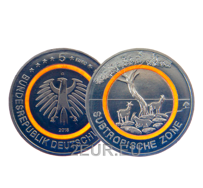 Germany 5 euro UNC 2018 - Subtropical Climate Zone - G - Karlsruhe