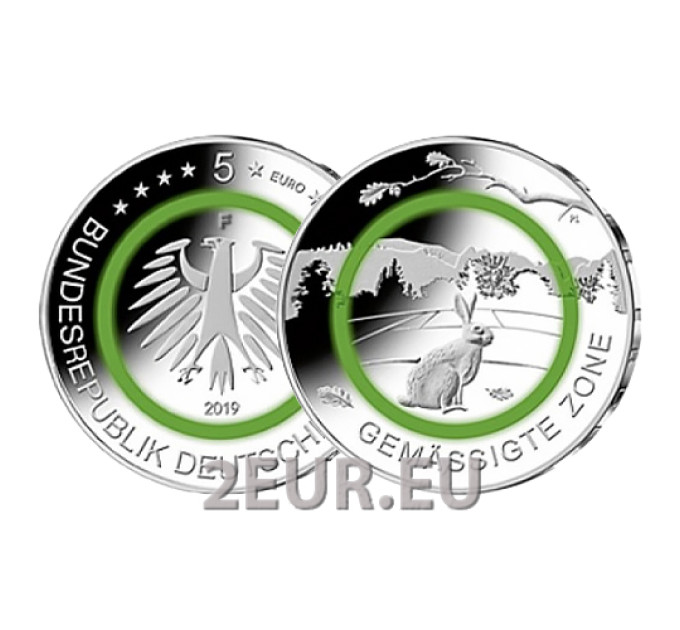Germany 5 euro UNC 2019 - Climate Zones of the Earth - Temperate Zone - F