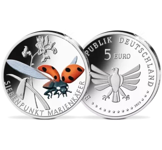 Germany 5 euro UNC 2023 - The Wonderful World of Insects - Seven-Spot Ladybird