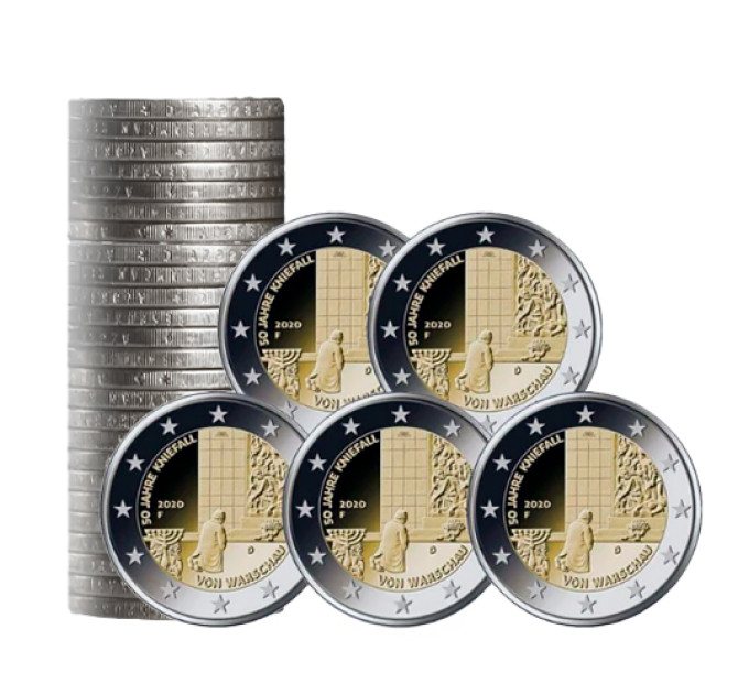 Germany 2 euro roll UNC 2020 - 50th Annivarsary of Kneeling in Warsaw - 1roll =5x5 ADFGJ