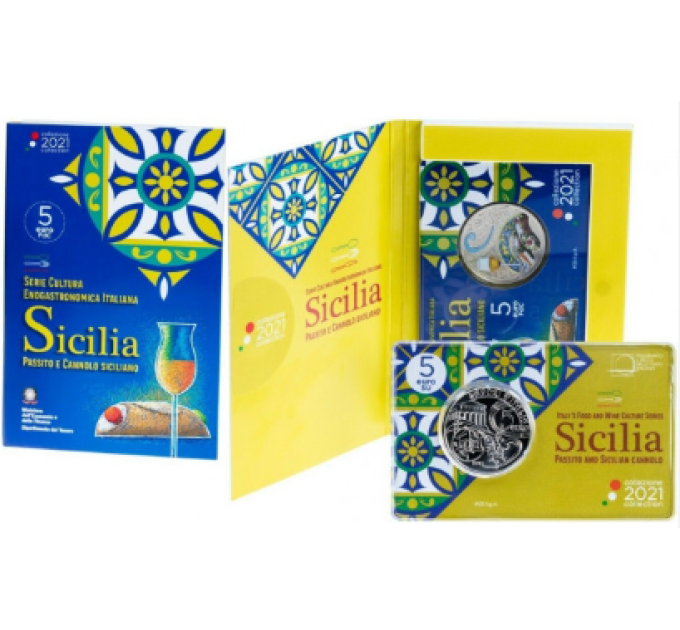 ITALY 5 EURO BU 2021 - Italian Food and Wine Culture - Passito and Sicilian cannoli
