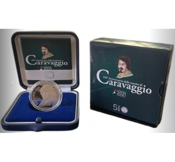 Italy 5 euro Silver PROOF 2021 - 450th Anniversary of the birth of Caravaggio