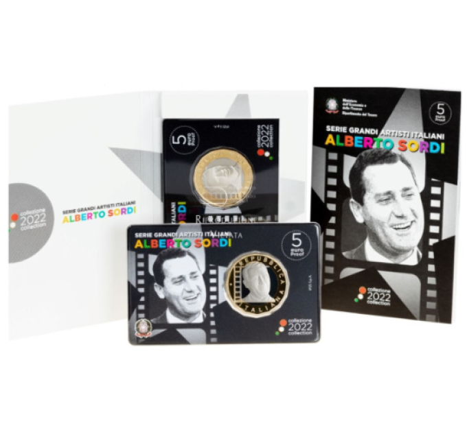 Italy 5 euro PROOF 2022 - Great Italian Artists - Alberto Sordi