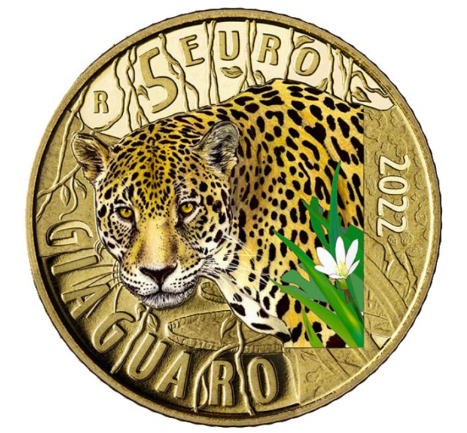 Italy 5 euro PROOF 2022 - Endangered Animals - Jaguar