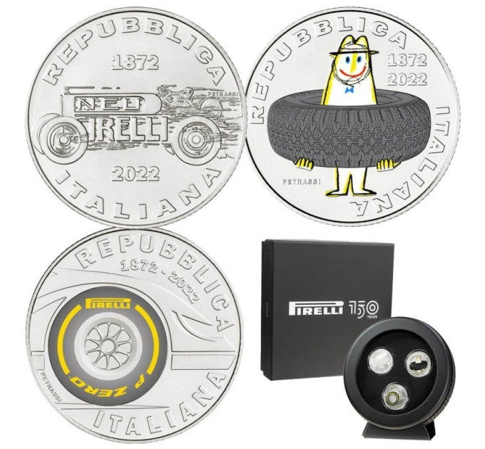 Italy 5 euro Silver BU 2022 - 150 Years of Pirelli - Triptychon