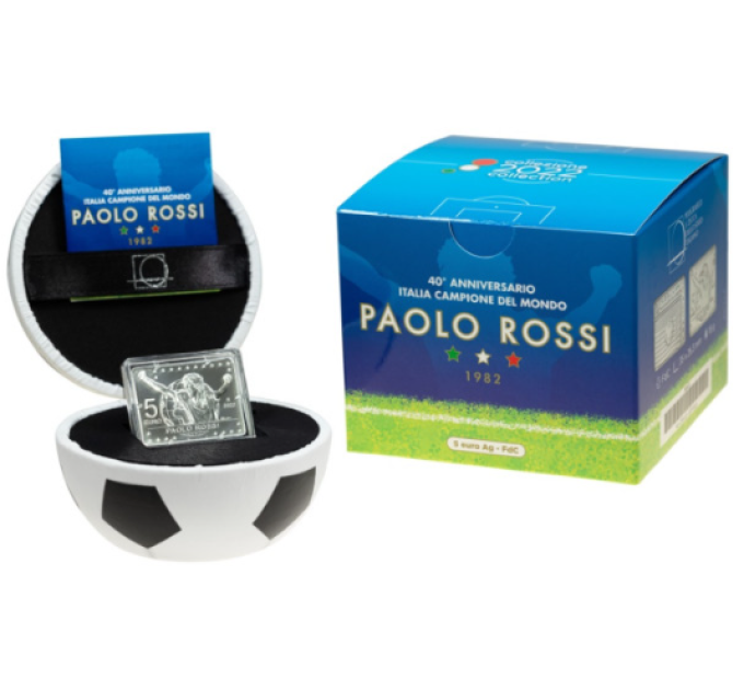 Italy 5 euro Silver BU 2022 - 40th Anniversary of Italy Football World Champion - Paolo Rossi