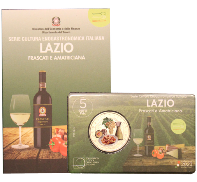 ITALY 5 EURO BU 2023 - Italian Food and Wine Culture - Veneto - Frascati and Amatriciana