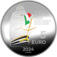 Italy 5 euro Silver PROOF 2024 - Around the World 2023-2025 of the Amerigo Vespucci Ship