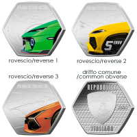Italy 5 euro Silver BU 2025 - Italian Excellences - Lamborghini cars - Triptych